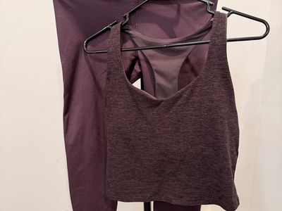 Fabletics Activewear Matching Top and Leggings Set Purple Medium