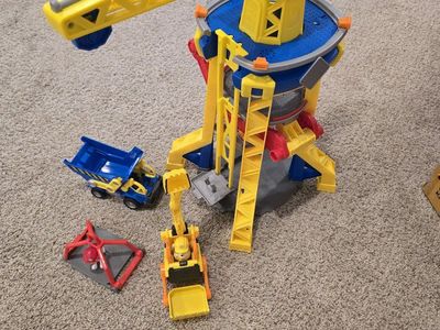 Paw Patrol Rubble & Crew Crane Tower Playset with Vehicles Has Lights & Sounds