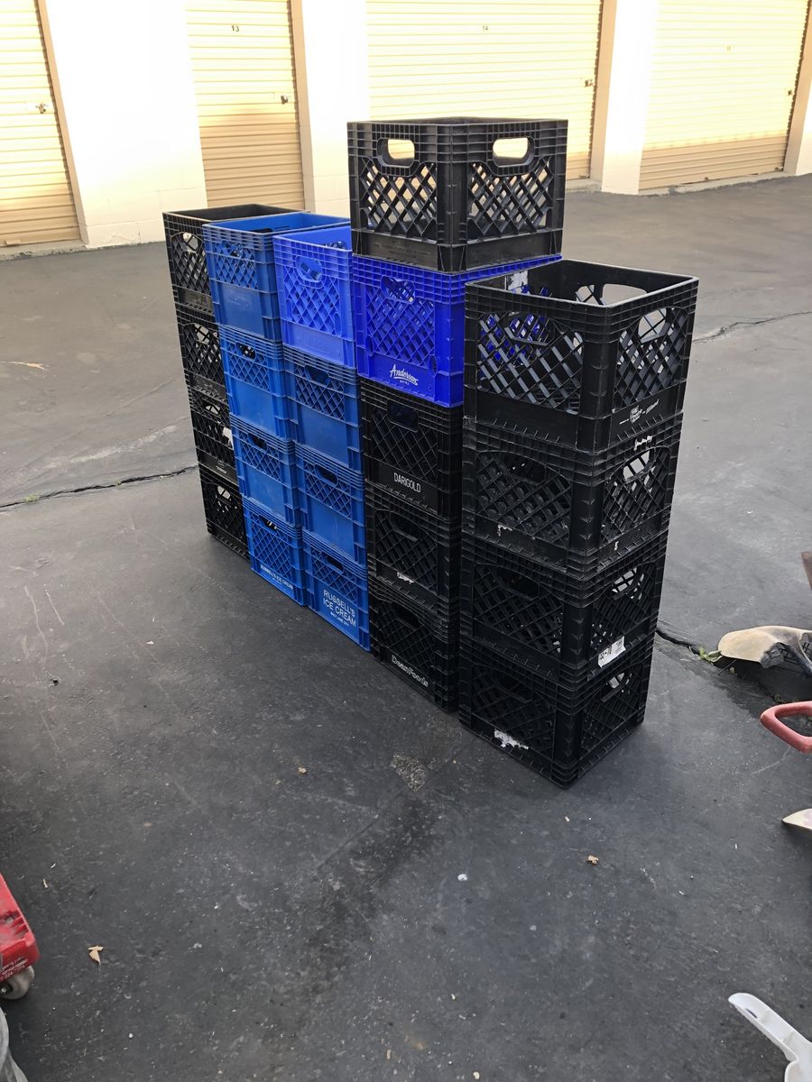 Black & Blue Plastic Milk Crates