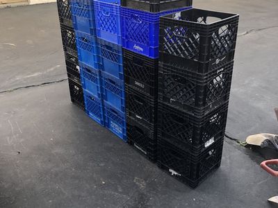 Black & Blue Plastic Milk Crates