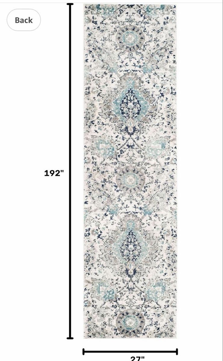 New. Blue and White Traditional Runner Rug 27" x 192" 2x16’