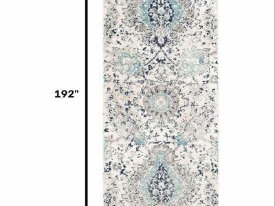 New. Blue and White Traditional Runner Rug 27" x 192" 2x16’