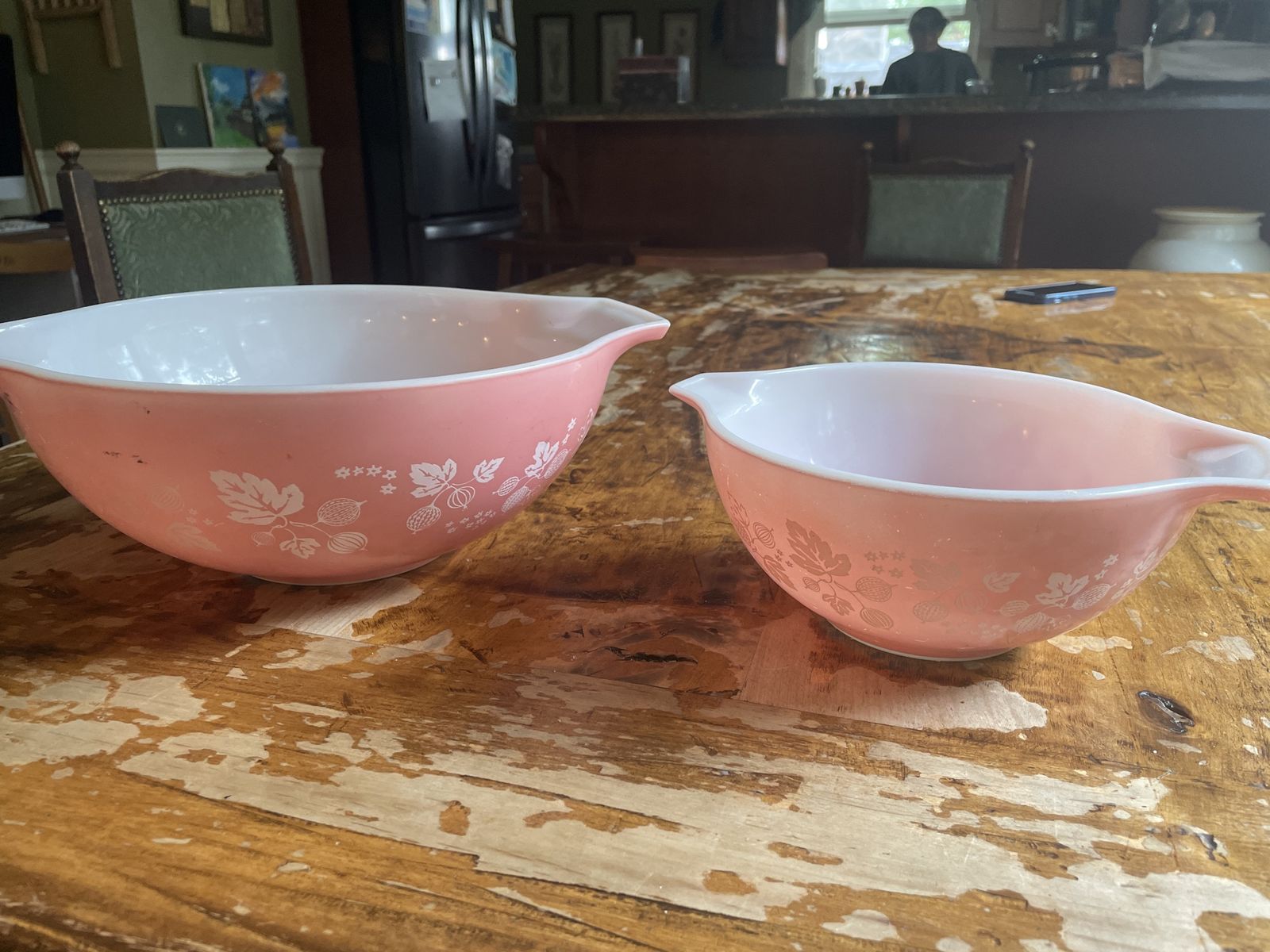 Vintage Pyrex Pink Gooseberry Cinderella Mixing Bowls Set of 2 (441 & 443)