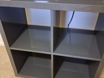 Glossy Gray 4-Cube Storage Unit / TV Stand with Reflective Finish, Multifunctional Design