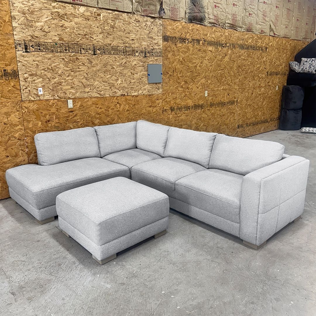 FREE DELIVERY - Costco Light Gray Sectional Couch & Ottoman