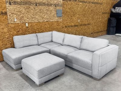 FREE DELIVERY - Costco Light Gray Sectional Couch & Ottoman