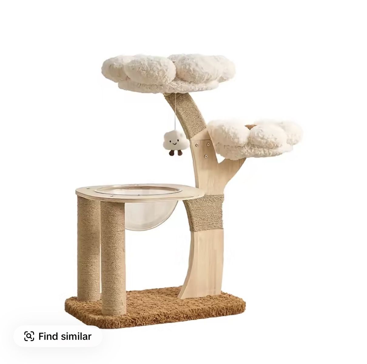 Luxurious Flower Series Natural Sisal Cat Tree & Condo 37.8" Solid Wood