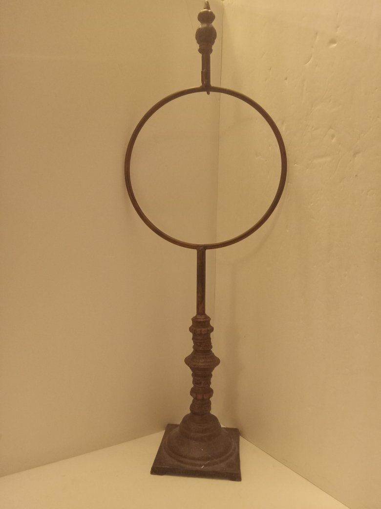 Vintage Cast Metal Tabletop Display 27" tall Stand / Hoop Decor Object
