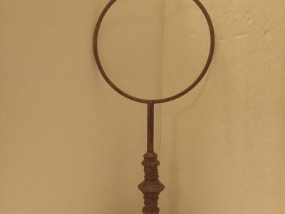 Vintage Cast Metal Tabletop Display 27" tall Stand / Hoop Decor Object