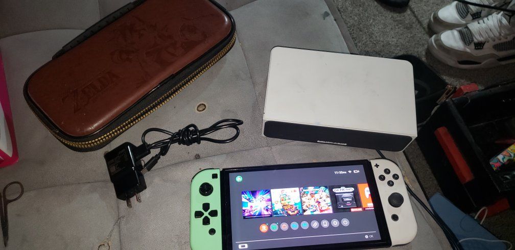 Nintendo Switch OLED Model w/ Dock, Charger & Zelda Carrying Case - Used