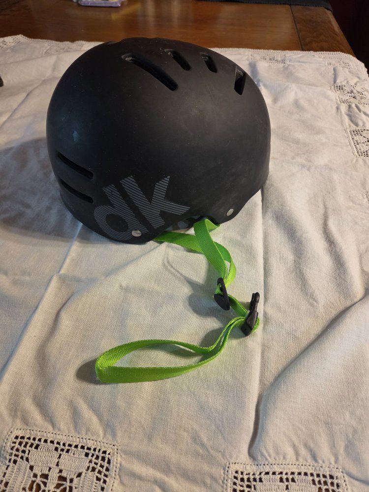 DKL Black Skate / Bike Helmet with Neon Green Straps