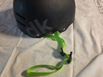 DKL Black Skate / Bike Helmet with Neon Green Straps