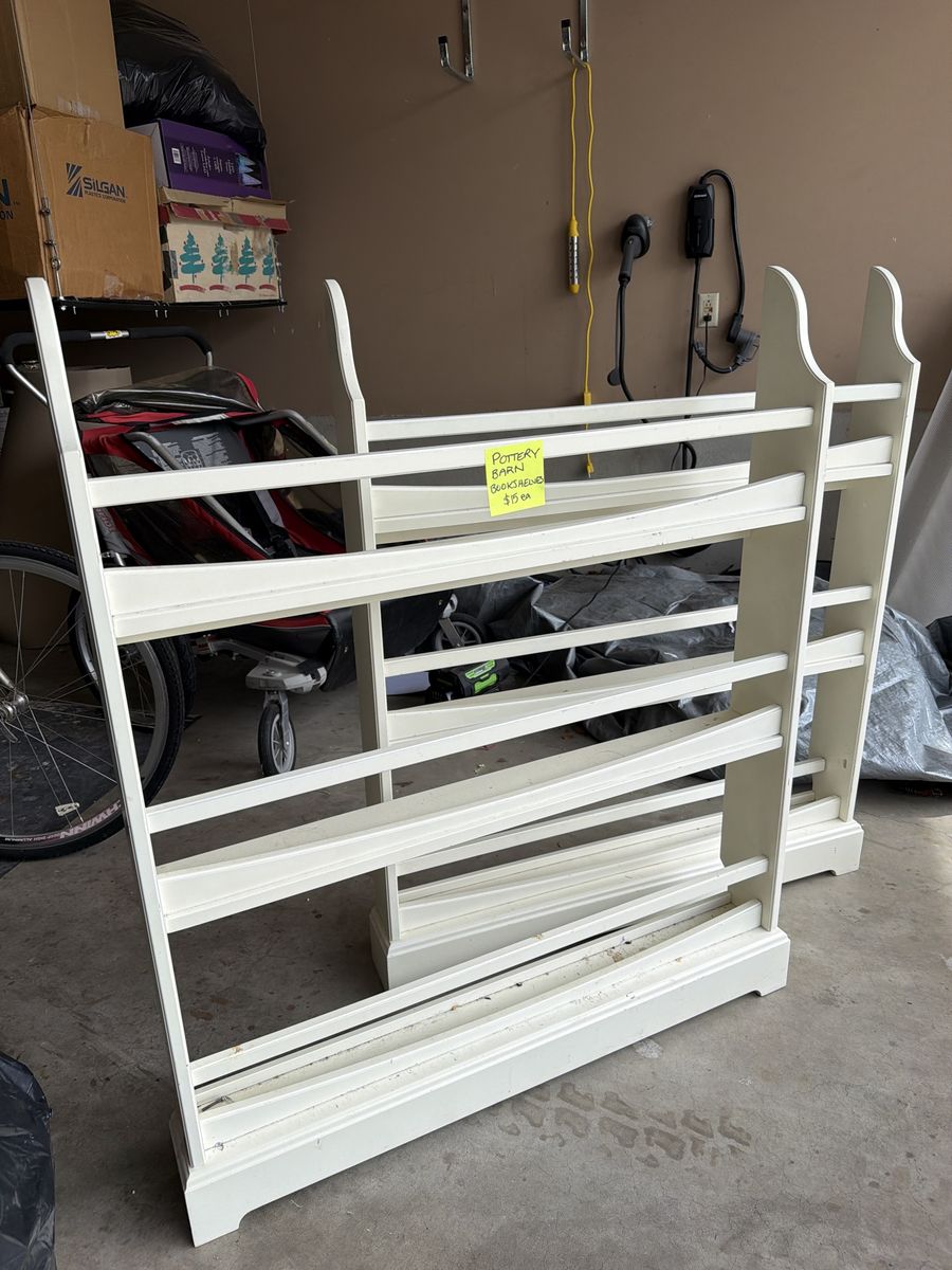 2 Matching Pottery Barn Kids Bookcases, White, 5-Tier