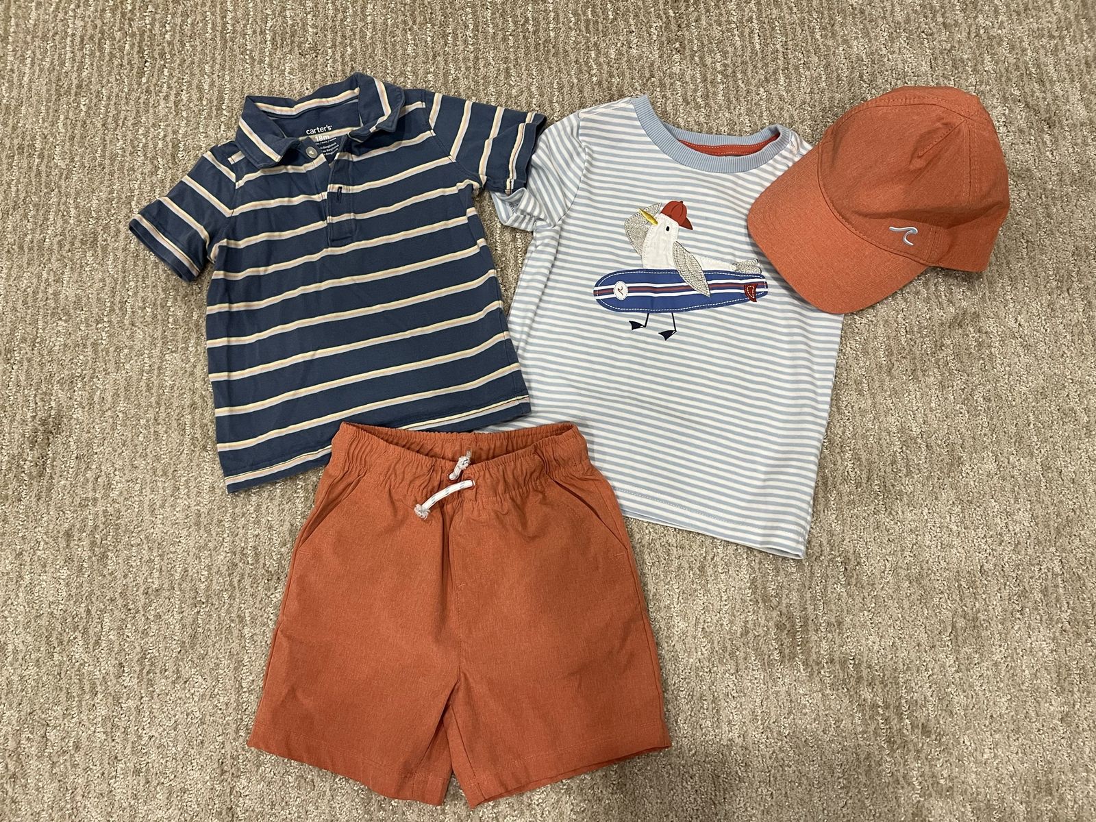 14 Matching Baby Boy Summer Outfits Lot - Size 18M - Shirts, Shorts, Hats