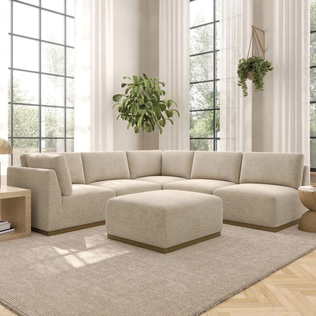 Henredon Murphy Fabric 6-piece Modular Sectional with Ottoman, Beige 1861850 #106908