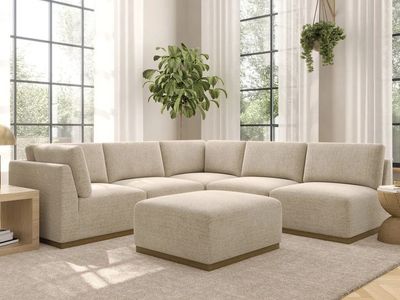 Henredon Murphy Fabric 6-piece Modular Sectional with Ottoman, Beige 1861850 #106908