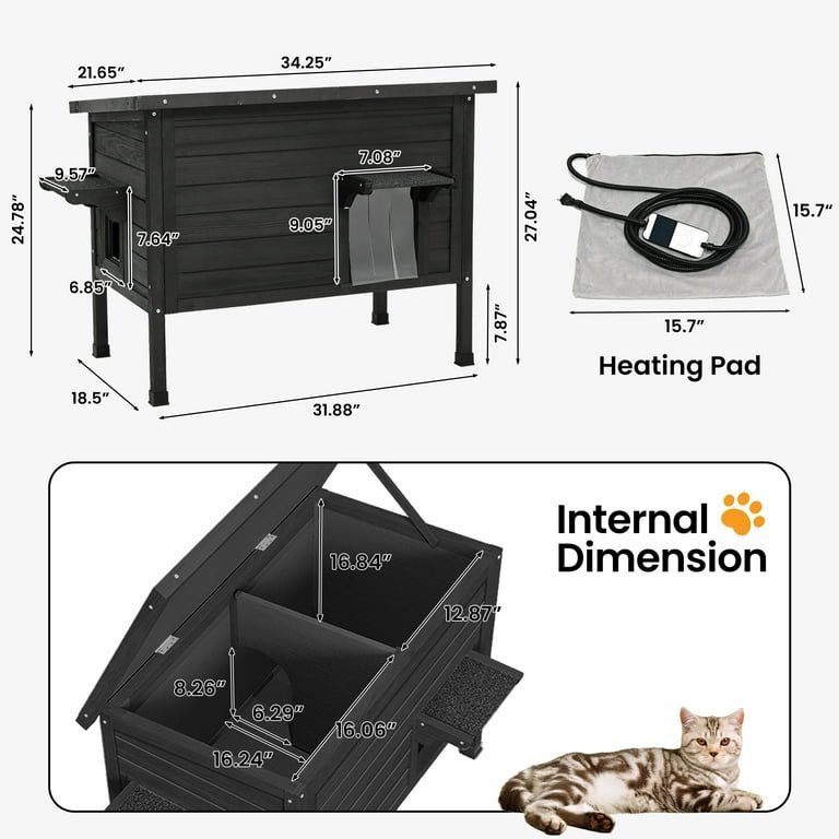 Outdoor Cat House Insulated with Escape Door - Wea