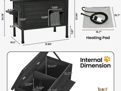 Outdoor Cat House Insulated with Escape Door - Wea