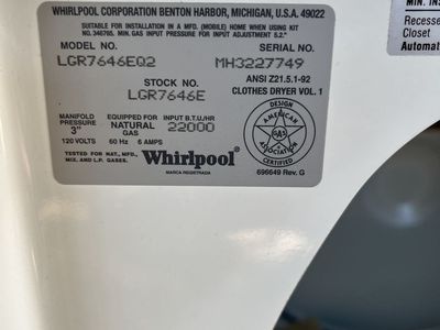 Whirlpool Gas Dryer