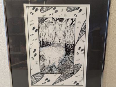 snowshoe hare by artist glenn wolff 1990