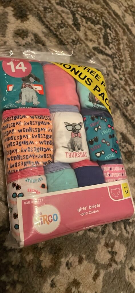 Girls 10 Pack Briefs 100 % cotton Size 14