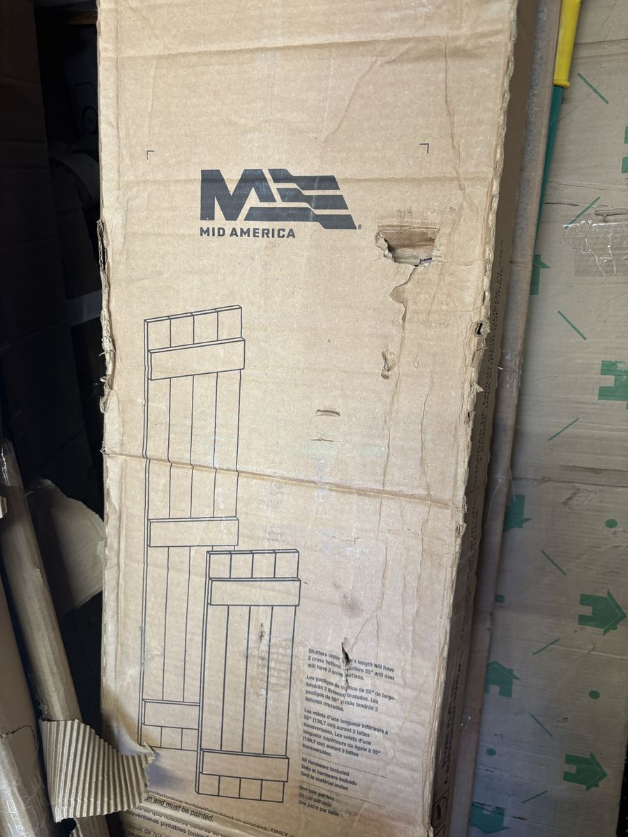 Mid-America 65" Paintable Louvered Shutters - New in Box with Hardware