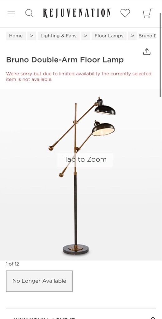 Rejuvenation Hardware Bruno Double Arm Floor Lamp