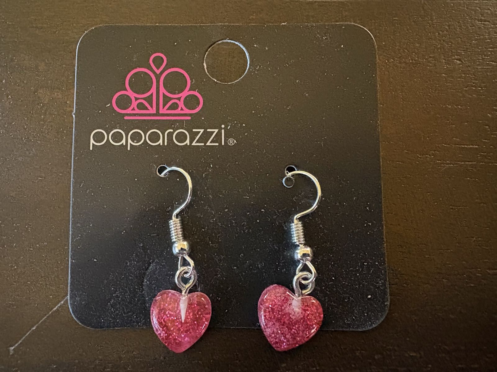 New Paparazzi Red Glitter Heart Dangle Earrings