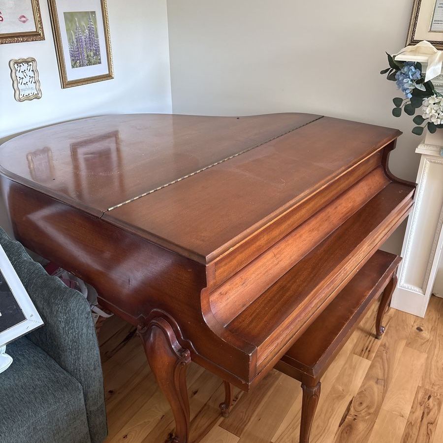 Vintage Baby Grand Piano & Bench - Beautiful Wood Finish, Classic Design