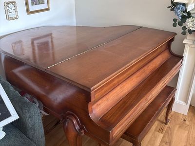 Vintage Baby Grand Piano & Bench - Beautiful Wood Finish, Classic Design