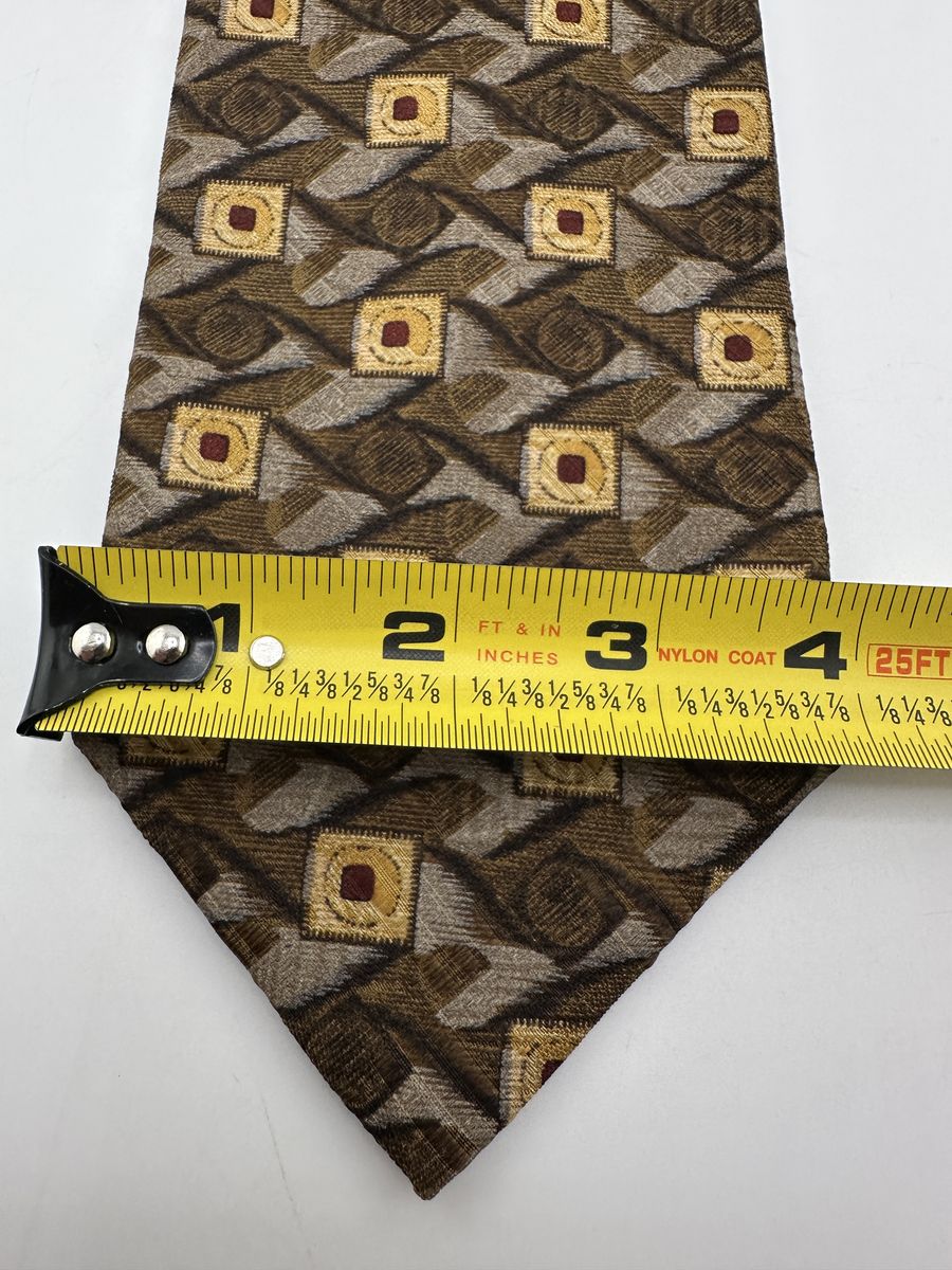 Robert Talbott Silk Tie Brown Gold Geometric