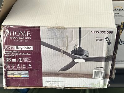 Home Decorators Collection Bayshire 60 in. Matte Black Indoor/Outdoor Ceiling Fan with Light