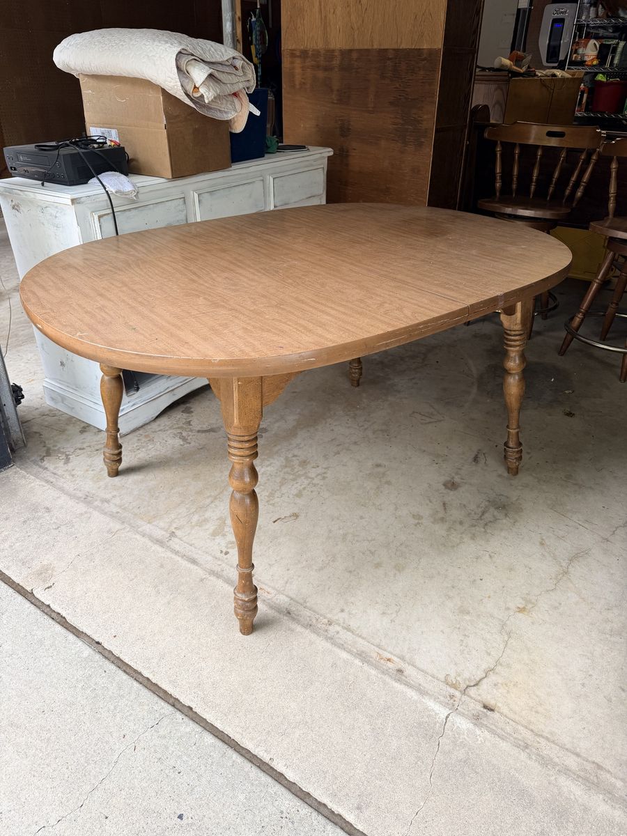 Vintage Wooden Dining Table with Turned Legs