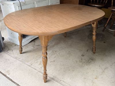Vintage Wooden Dining Table with Turned Legs