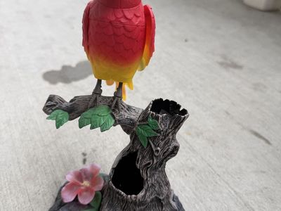 Red & Yellow Talking Parrot Toy on Perch - Interactive Animated Bird Figure