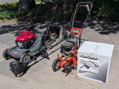 BUNDLE x4 Lawn Equipment - (A) Honda HRX 217 - (B) Powermate Edger - (C) Craftsman 4-Cycle Trimmer - (D) Cub Cadet blower
