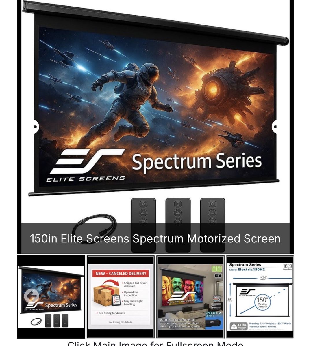 Msrp $800 Elite Screens Spectrum Series 150-Inch Motorized Projector Screen (Electric150H2)