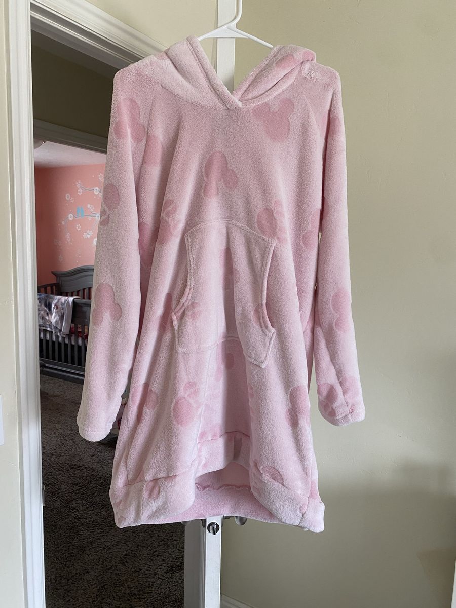 Disney Pink Mickey Mouse Faux Fur Hoodie Blanket Oversized