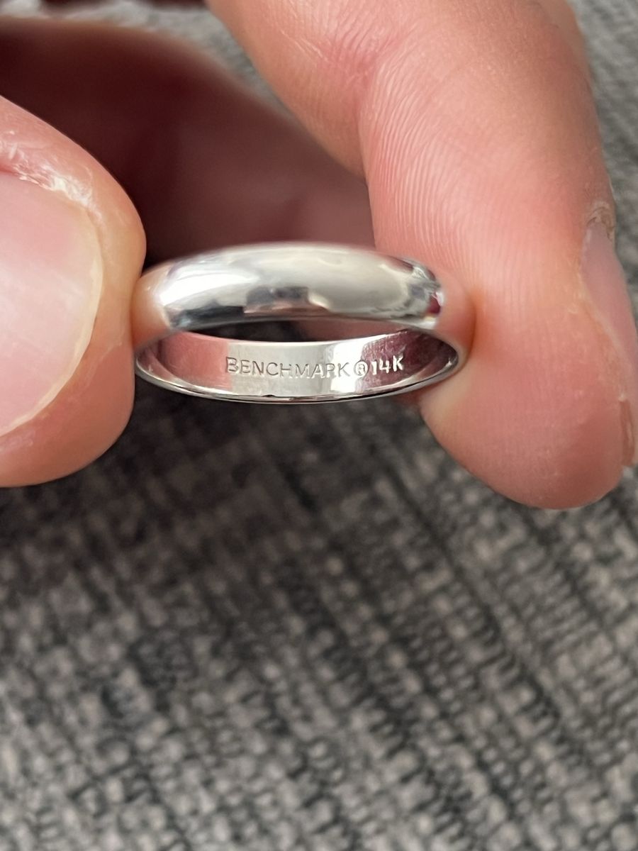 14k white gold mens wedding band 4mm