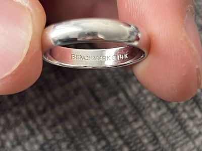14k white gold mens wedding band 4mm