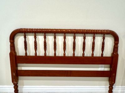 Vintage Wooden Spindle Headboard with Casters cherry wood full size