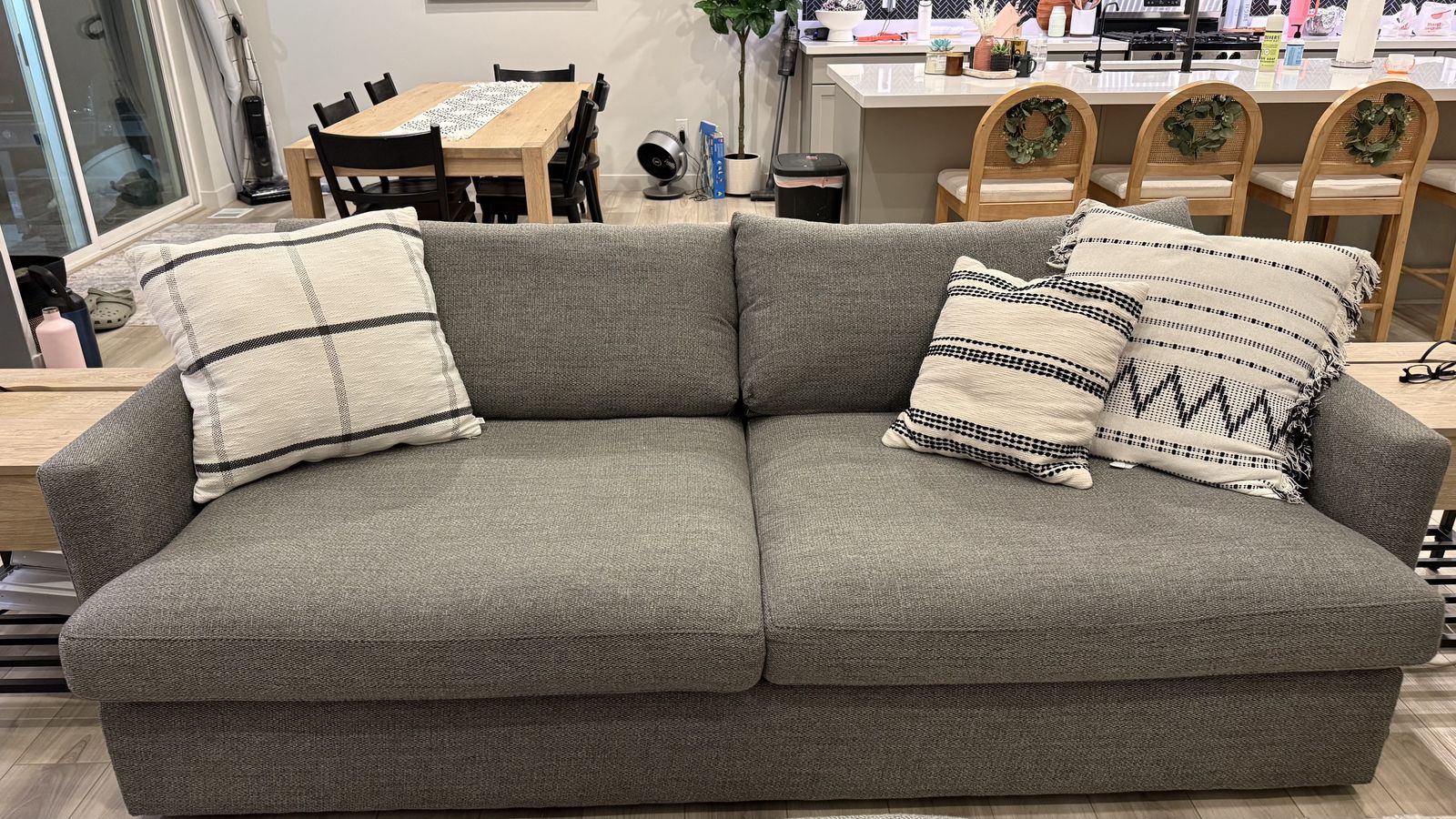 Crate and Barrel sofa and ottoman
