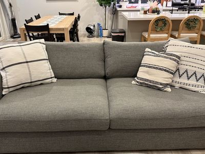 Crate and Barrel sofa and ottoman