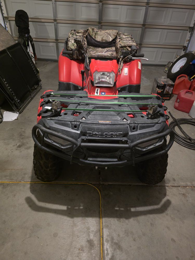 2012 Polaris Sportsman 850 ATV - Red, 3076 Miles - With Cargo Box, Slime Air Pump & InstaBoost Kit