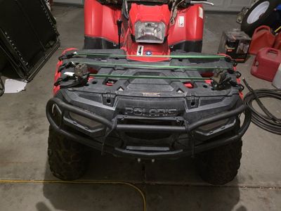 2012 Polaris Sportsman 850 ATV - Red, 3076 Miles - With Cargo Box, Slime Air Pump & InstaBoost Kit