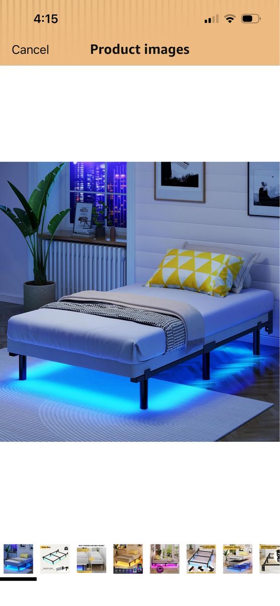 Free twin Metal Bed Frame with LED Lights & Power Strip Remote Control Black. Broken switch