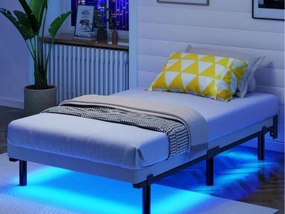 Free twin Metal Bed Frame with LED Lights & Power Strip Remote Control Black. Broken switch