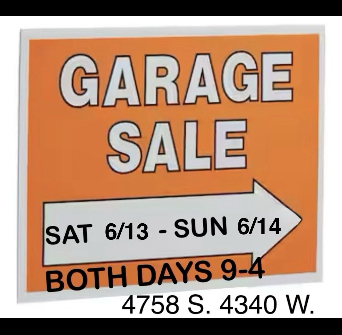 SUNDAY 6/14  YARD SALE 9-4