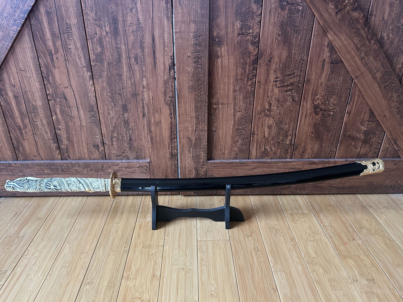 Oriental Dragon Katana Sword w/ Stand – 43” Decorative Samurai Style