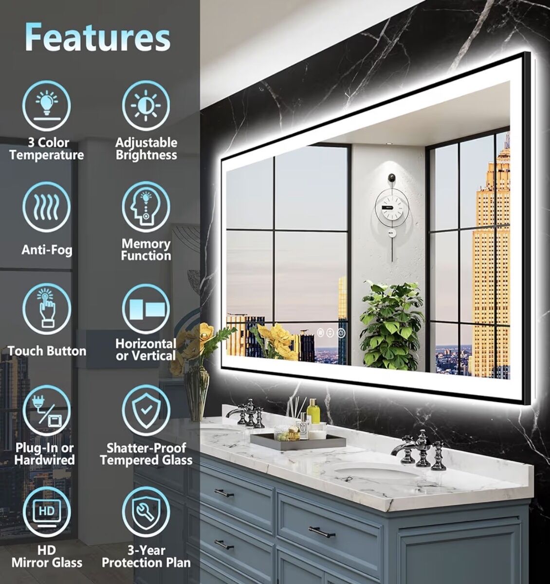 88x38 Led Bathroom Mirror